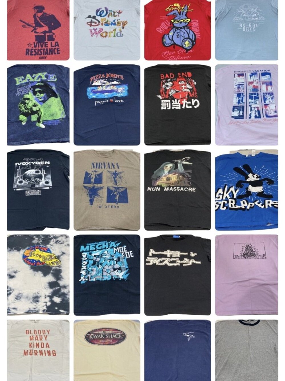 Graphic T-Shirt Lot size L Vintage Modern Joblot DIY Craft Upcycle Music Qty 20